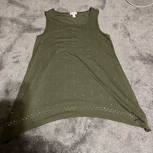 Women’s green Westport tank top with rhinestones